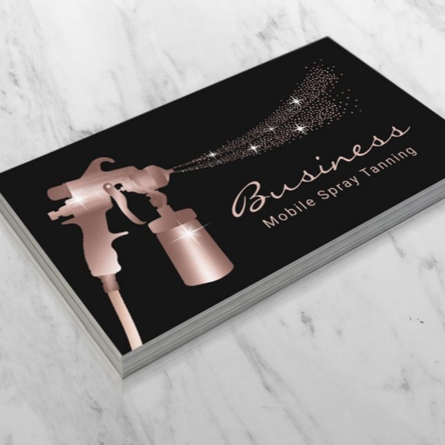 Carte De Visite Spray Tan moderne Rose Gold Tanning mobile (Créateur téléchargé)