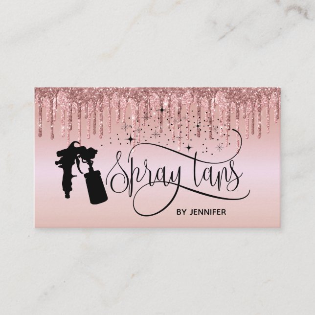 Carte De Visite Spray tan script goutte à goutte parties scintilla (Devant)