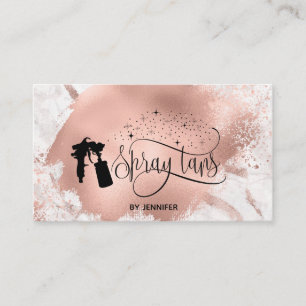 Carte De Visite Spray tan script parties scintillant rose or splas