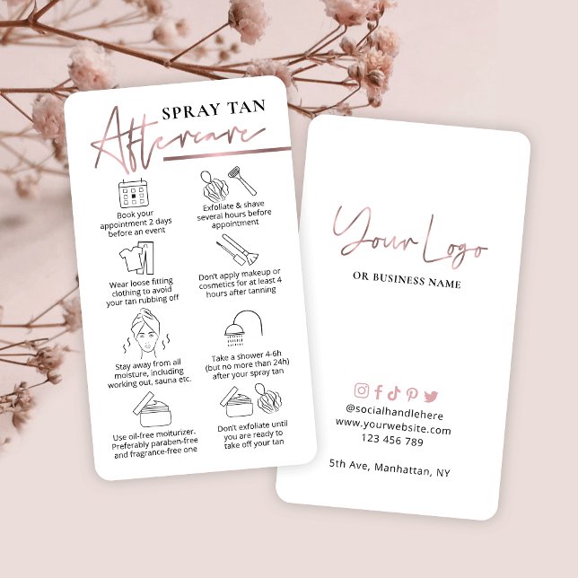 Carte De Visite Spray Tanning Afcare Guide Rose Gold (Créateur téléchargé)