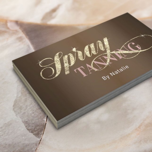 Carte De Visite Spray Tanning Gold Typographie Salon Spa (Créateur téléchargé)
