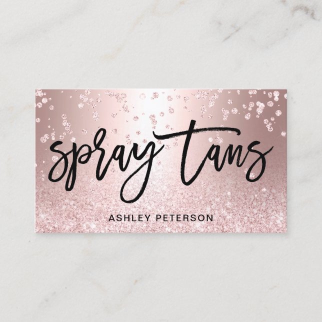 Carte De Visite Spray tans rose parties scintillant or confetti mé (Devant)