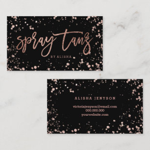 Carte De Visite Spray tanz script rose or confetti plaques