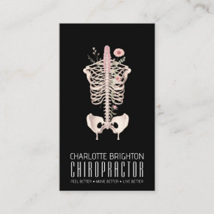 Carte De Visite Squelette floral Chiropractor Black Nomination &
