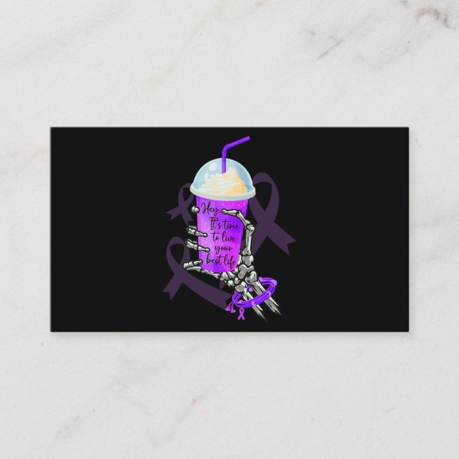 Carte De Visite Squelette tenant la main Milkshake Cancer pancréat (Devant)