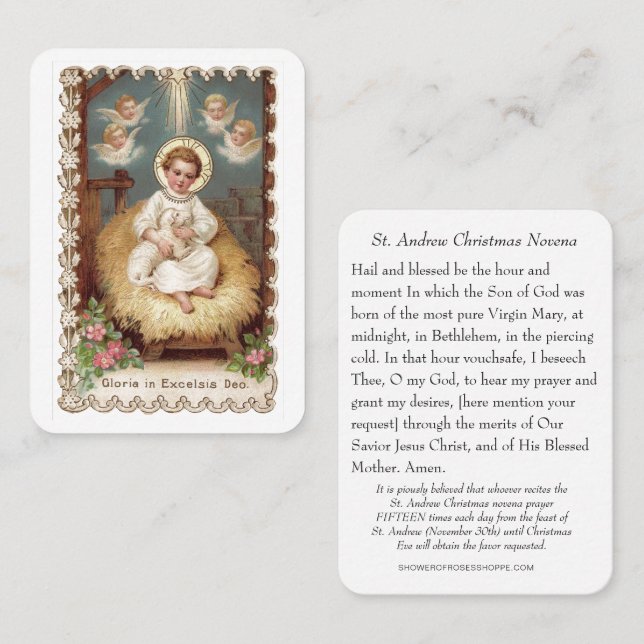 Carte De Visite St Andrew Noël Novena Vierge Marie Jésus Saint (Devant / Derrière)