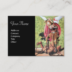 Carte De Visite ST. MICHAEL, DRAGON ET JUSTICE, vert noir rouge