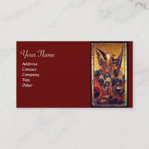 Carte De Visite St. Michel vainquant le diable en chevalier médiév