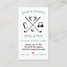 Carte De Visite Stag & doe /Jack et Jill Golf Theme Événement Bill