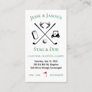 Carte De Visite Stag & doe /Jack et Jill Golf Theme Événement Bill