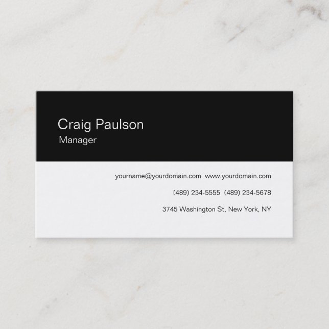Carte de visite standard Black White Striped Manag (Devant)