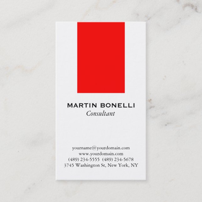 Carte de visite standard en bande rouge blanche ve (Devant)
