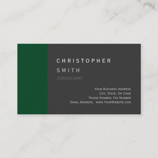Carte de visite standard moderne en Gris Vert Forê (Devant)