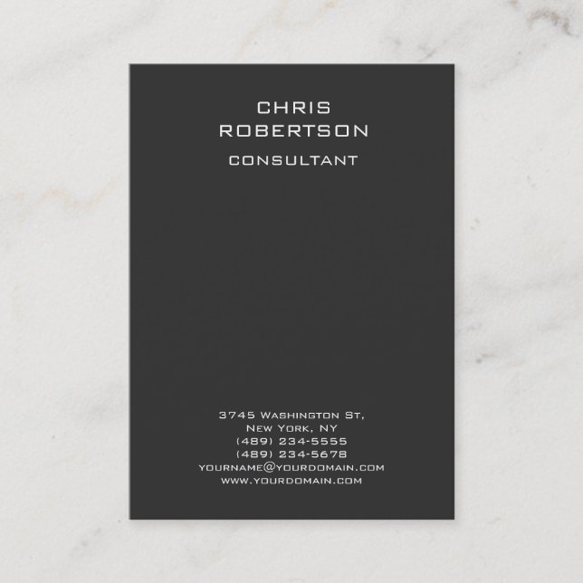 Carte de visite standard vertical gris moderne Chu (Devant)