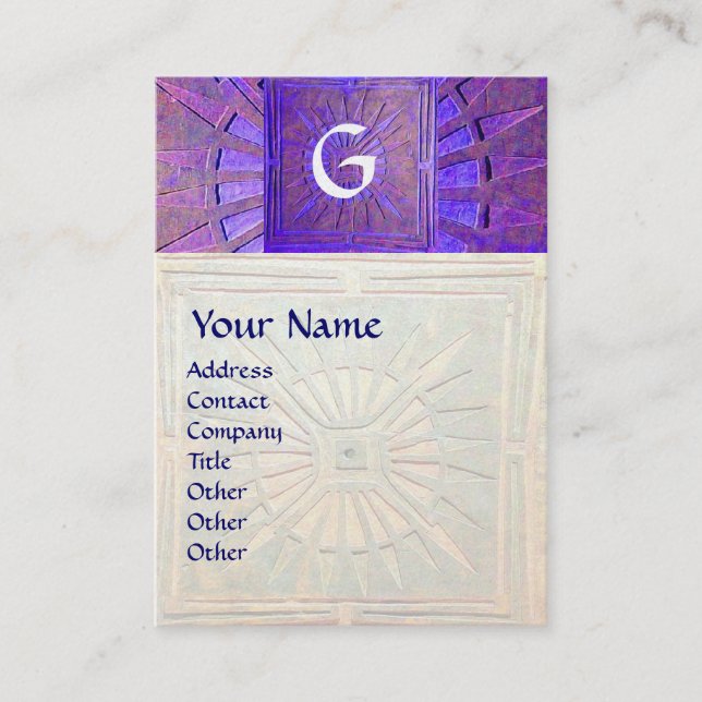 Carte De Visite STAR DU MATIN, MONOGRAM, perle blanche bleu violet (Devant)