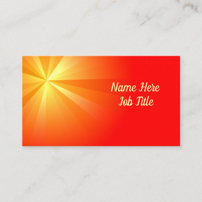 Carte De Visite Starburst jaune sur rouge (Devant)
