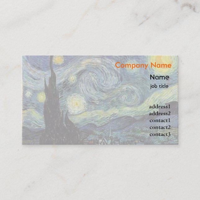 Carte De Visite Starrynight, Vincent van Gogh (Devant)