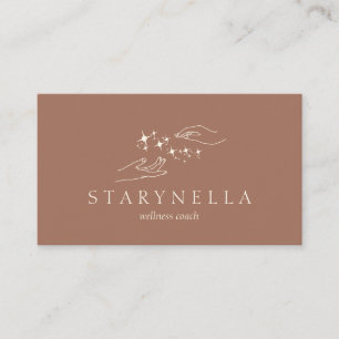 Carte De Visite Stars Brown Healing Energy Hands Reiki Therapy
