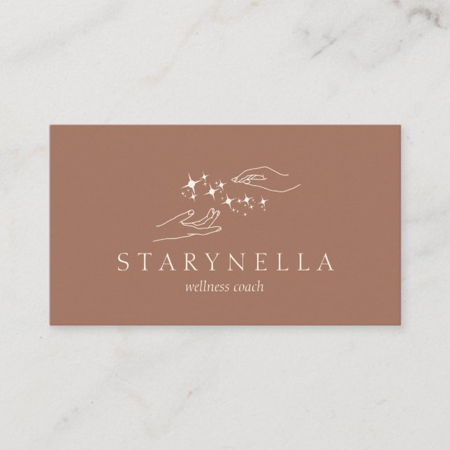 Carte De Visite Stars Brown Healing Energy Hands Reiki Therapy (Devant)