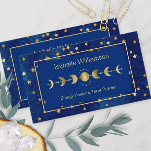 Carte De Visite Stars célestes Lune Phase Marine Blue Gold