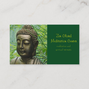 Carte De Visite Statue de Bouddha paisible dans une forêt verte ve