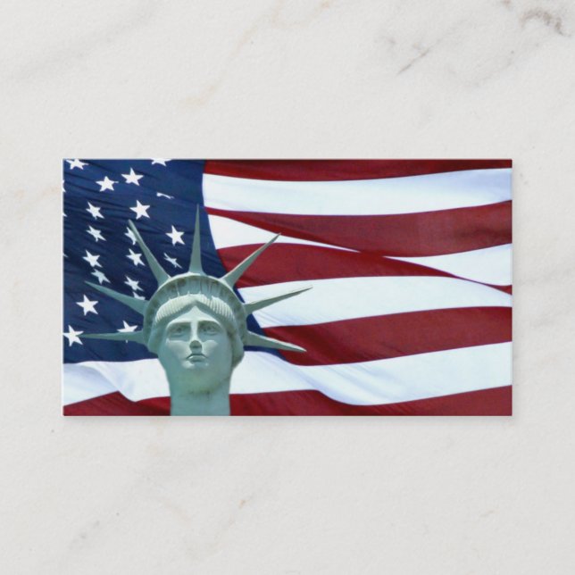 Carte De Visite Statue de la liberté et du drapeau américain (Devant)