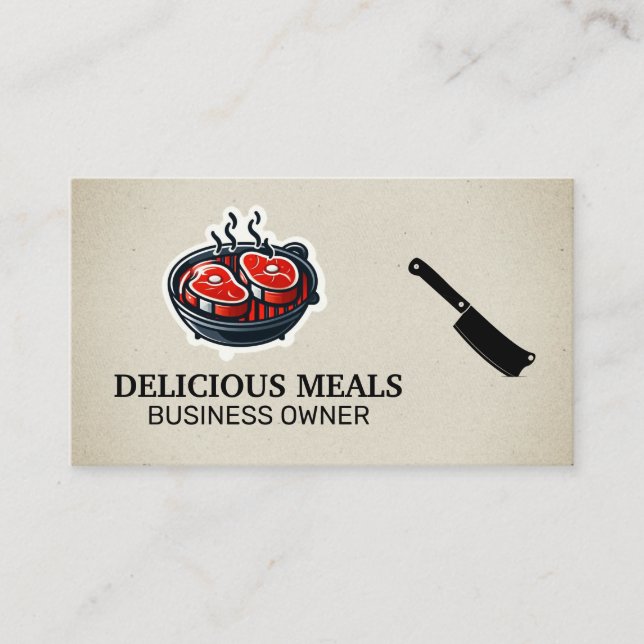 Carte De Visite Steaks Cuisine sur le Grill (Devant)