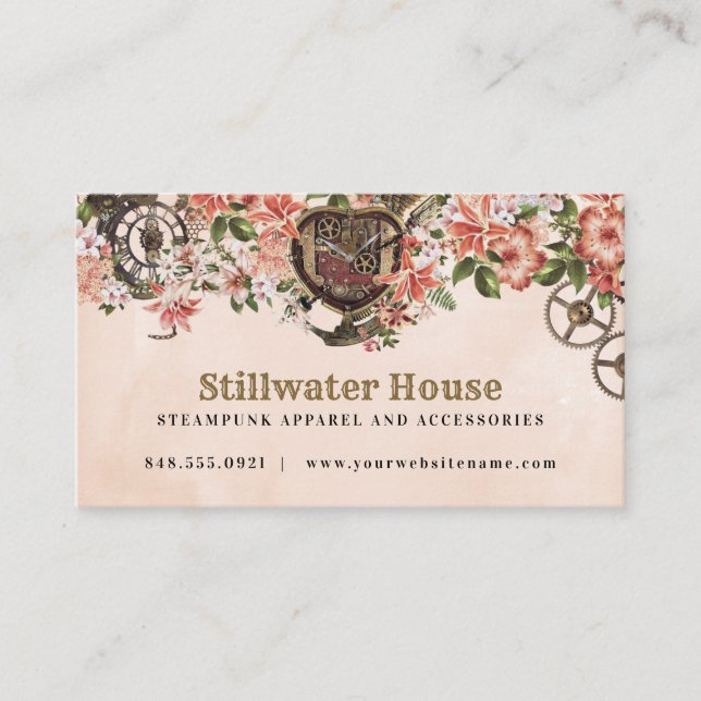 Carte De Visite Steampunk floral (Devant)
