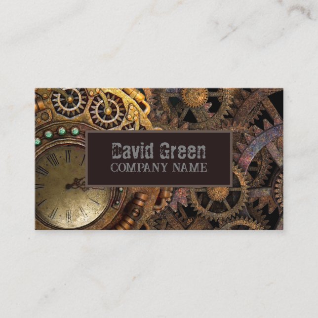 Carte De Visite Steampunk Gears Mécanique de construction industri (Devant)