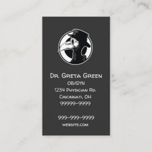 Carte De Visite Steampunk Plague Doctor Bird Mask B/W