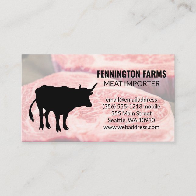 Carte De Visite Steer | Couper les steaks (Devant)