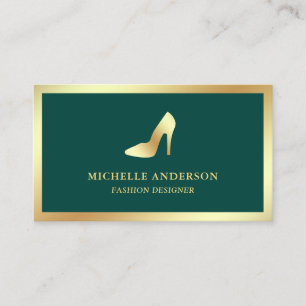 Carte De Visite Stilettos à talons hauts verts et à huile d'or