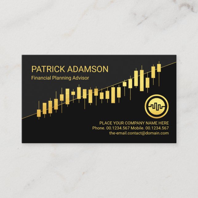 Carte De Visite Stock d'or Analyste financier (Devant)