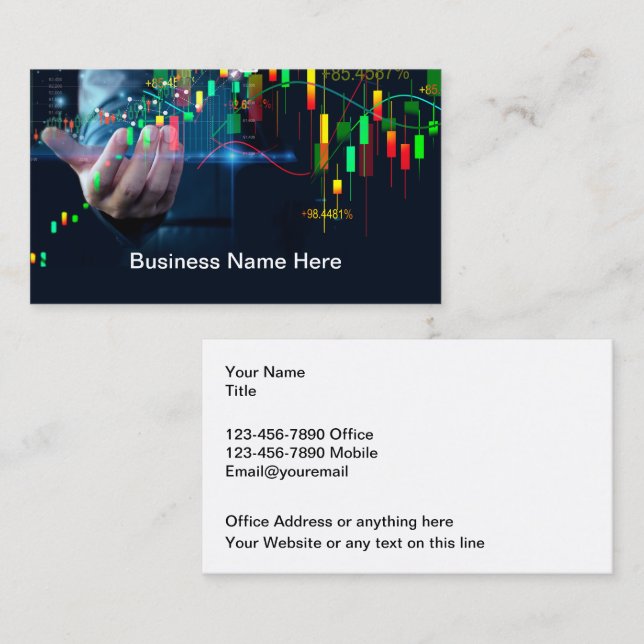 Carte De Visite Stock Trading Et Conseiller Financier (Devant / Derrière)