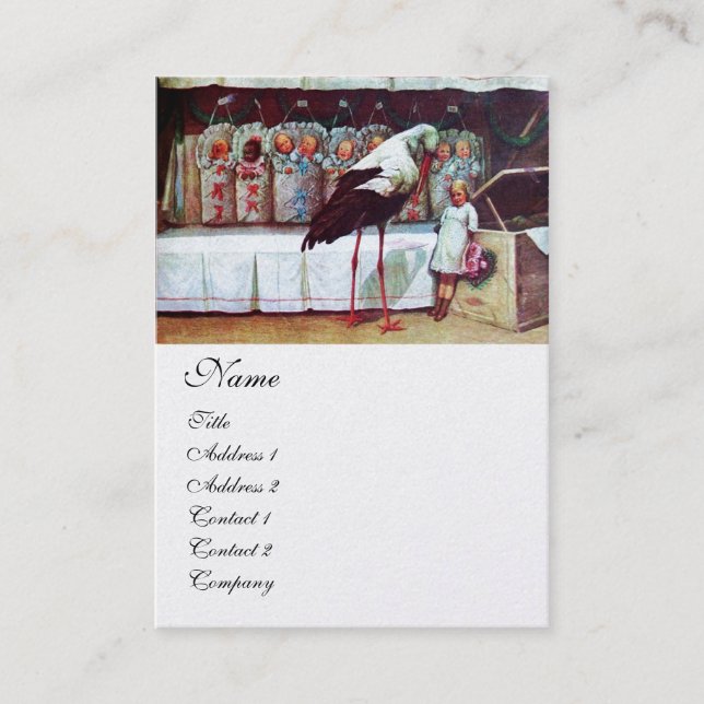Carte De Visite STORE AVEC BÉBÉS, BABY SHOWER papier perle blanche (Devant)