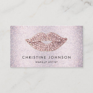 Carte De Visite strass faux rose et maquillage de parties scintill