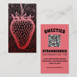 Carte De Visite strawberry swirl with QR code