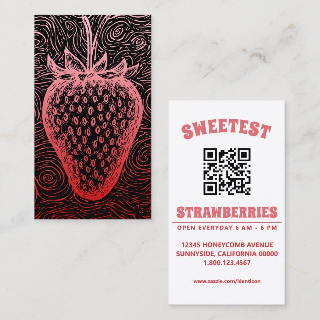 Carte De Visite strawberry swirl with qr code (Devant / Derrière)