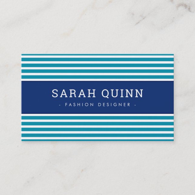 Carte De Visite STRIPE MINIMALE MODERNE aqua marine turquoise bleu (Devant)