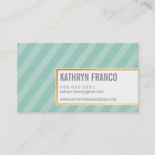 Carte De Visite STRIPE TENDY bold mignon joli menthe or