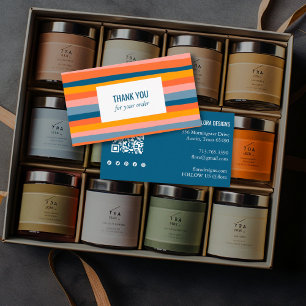 Carte De Visite Stripes colorées QR Code Merci des médias sociaux