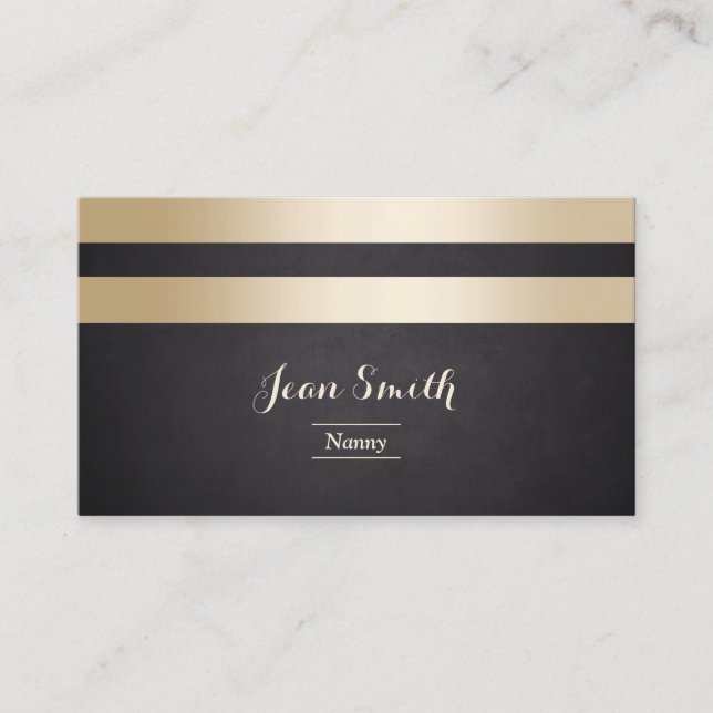 Carte De Visite Stripes Or Moderne Nanny Professionnelle (Devant)