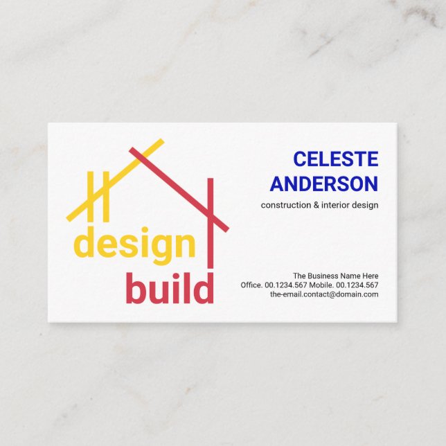Carte De Visite Structure de construction en A-Frame rouge jaune,  (Devant)