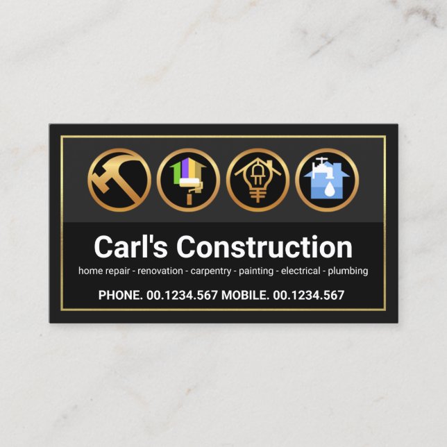 Carte De Visite Structure Gold Frame Couches Gris Construction (Devant)