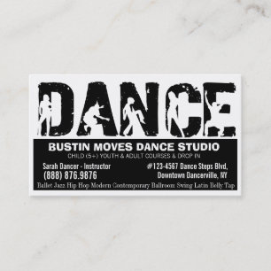 Carte De Visite Studio audacieux de DANSE noir et blanc