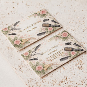 Carte De Visite Studio de coiffure floral élégant Entreprise