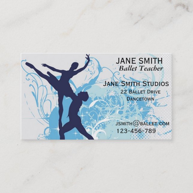 Carte De Visite Studio de danse de studios de ballet de professeur (Devant)