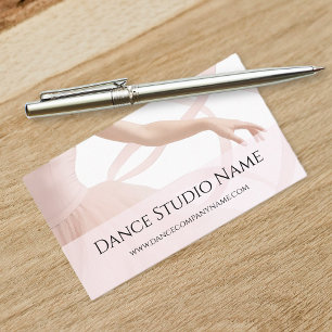 Carte De Visite Studio de Danse Élégant Danseuse de Ballet Rose Pâ