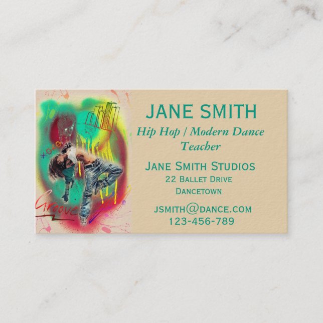 Carte De Visite studio de danse Hip hop moderne professeur de dans (Devant)