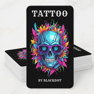 Carte De Visite Studio de tatouage de lunettes de crâne Artiste ta